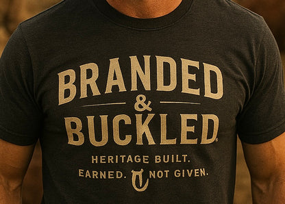 Branded & Buckled Western Tee – Earned. Not Given. | Flyin’ T Cowboy Shirt