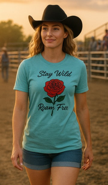 Stay Wild- Rose - Cowgirl Tee – Vintage Rodeo Style