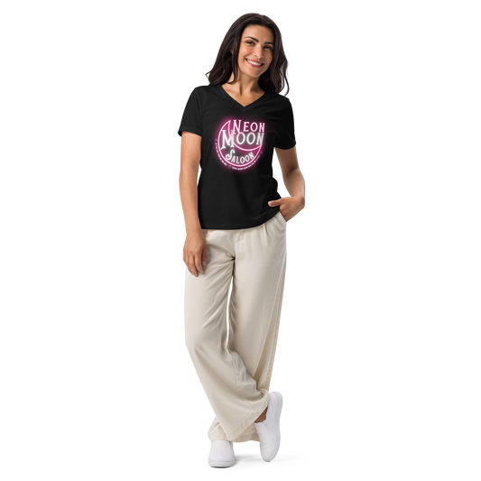 'Neon Moon Saloon' - Women’s relaxed v-neck t-shirt